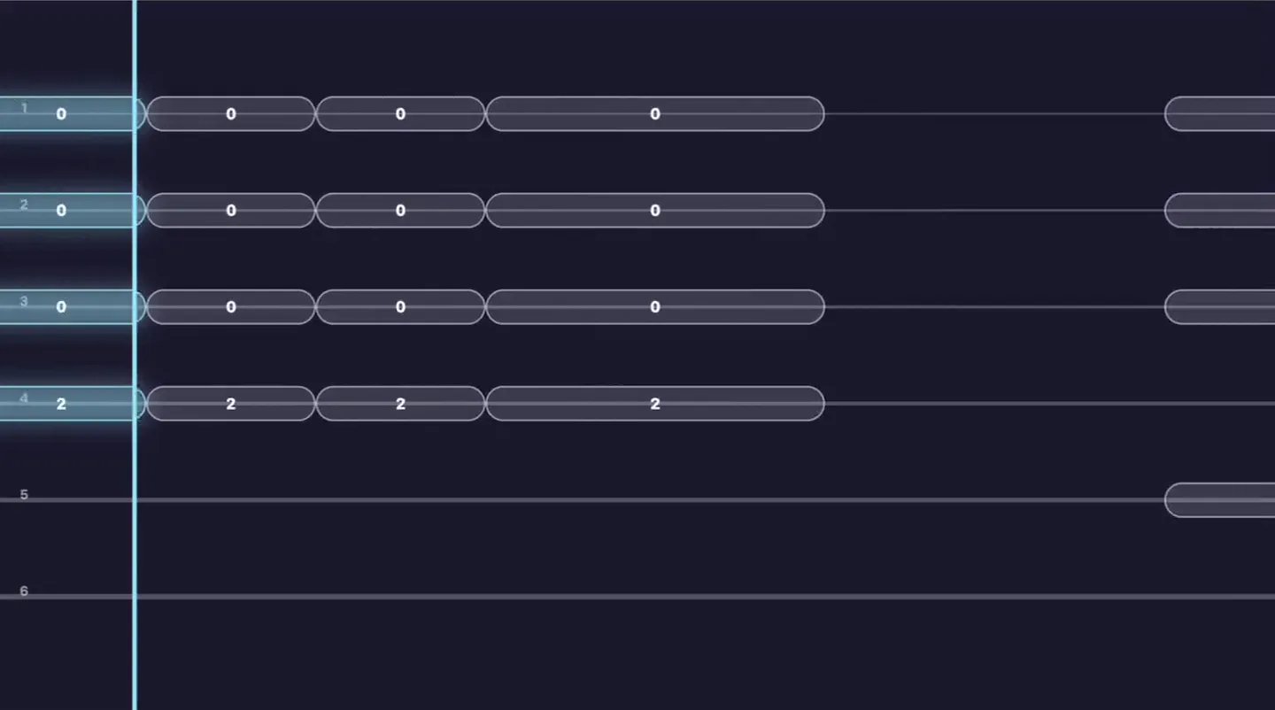 Rolling Note Guitar Guidance showing the real Paganini guitar passage across six strings